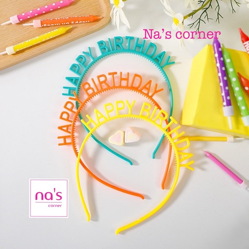 Băng đô cài tóc bờm nhựa Happy Birthday chúc mừng sinh nhật xinh xắn dễ thương