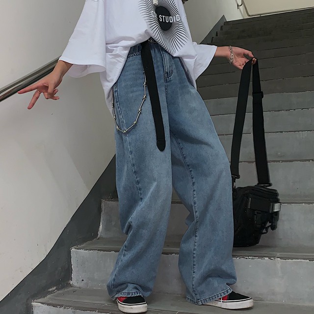 Quần Dài Lưng Cao Phong Cách Hip Hop Hàn Quốc Mới