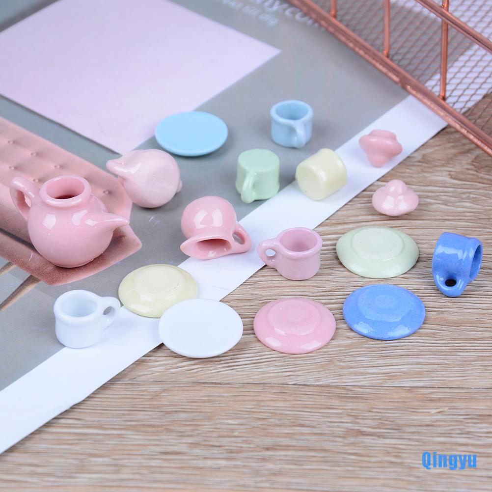 Set 15 Ấm Trà Mini Bằng Gốm Nhiều Màu Sắc Tỷ Lệ 1: 12 Trang Trí Nhà Búp Bê