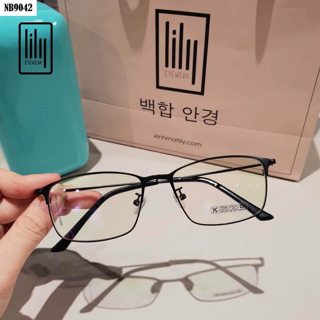 Gọng Kính Cận Kim Loại Mảnh Mắt Vuông Nam Nữ 9042 Gọng Kính Mắt Lilyeyewear