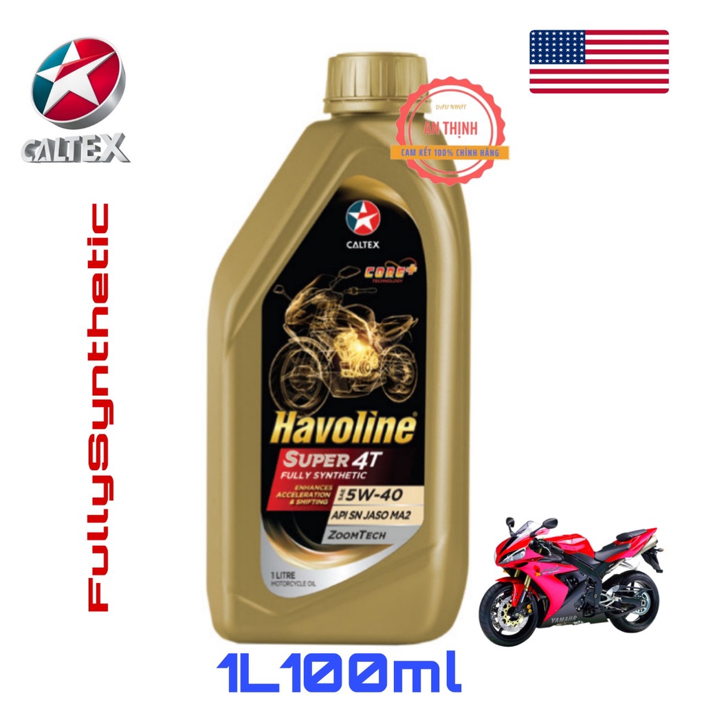 Nhớt Xe Số CAITEX HAVOLINE SUPER 4T 5W40 100% Tổng Hợp