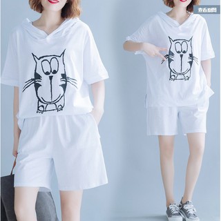 G567 Bộ đồ big size freesize cá tính phối quần short cạp chun áo ngắn tay có mũ