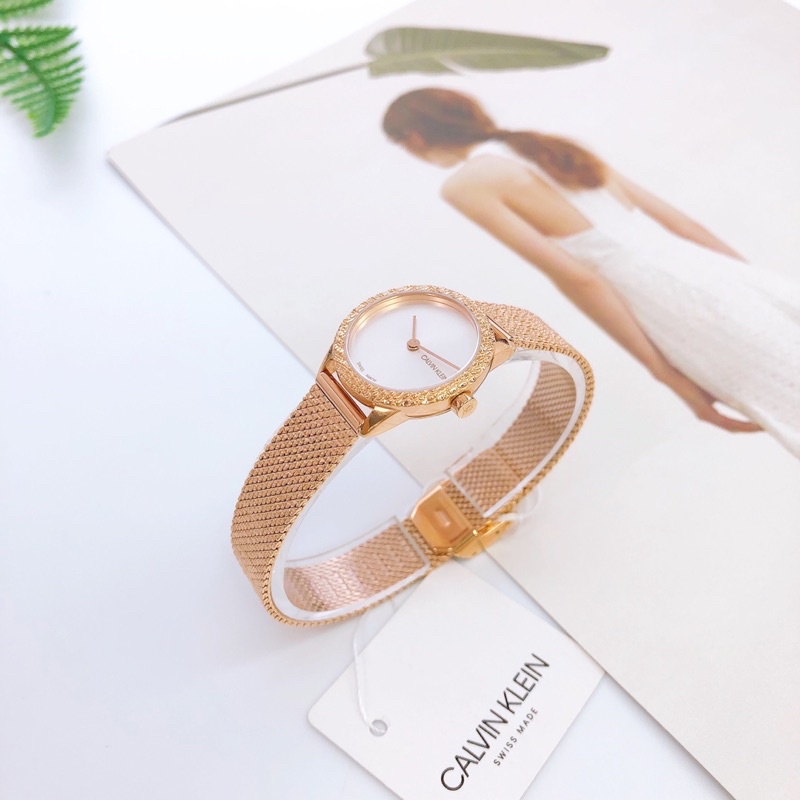 Đồng hồ nữ Calvin Klein màu vàng hồng, kích thước 24mm