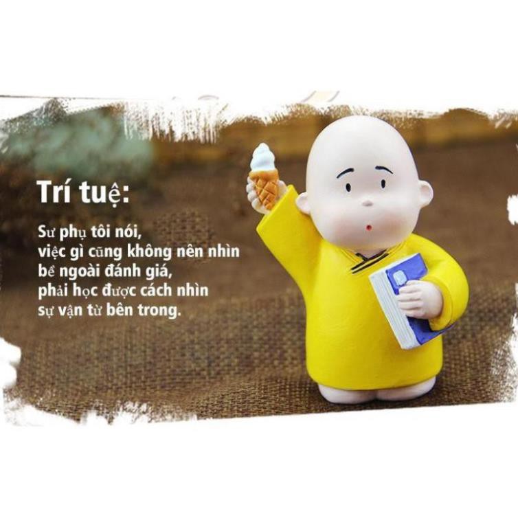 Bộ tượng 3 chú tiểu áo vàng siêu dễ thương