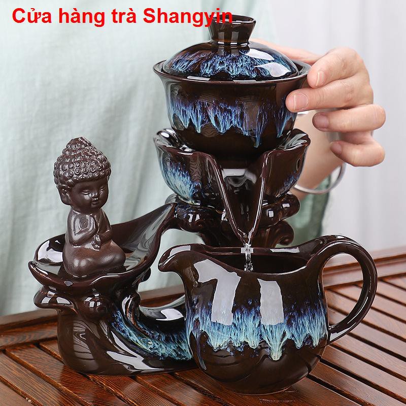 nhà cửa đời sốngBộ ấm pha trà Ronghao Kung Fu, máy tự động , tách gốm sứ men vàng, trà, đơn giản11