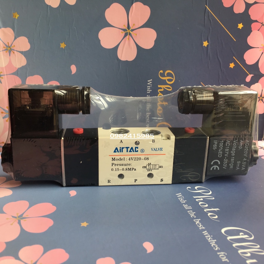 4V220-08 Van điện từ 2 đầu coil điện 5/2   hàng đẹp