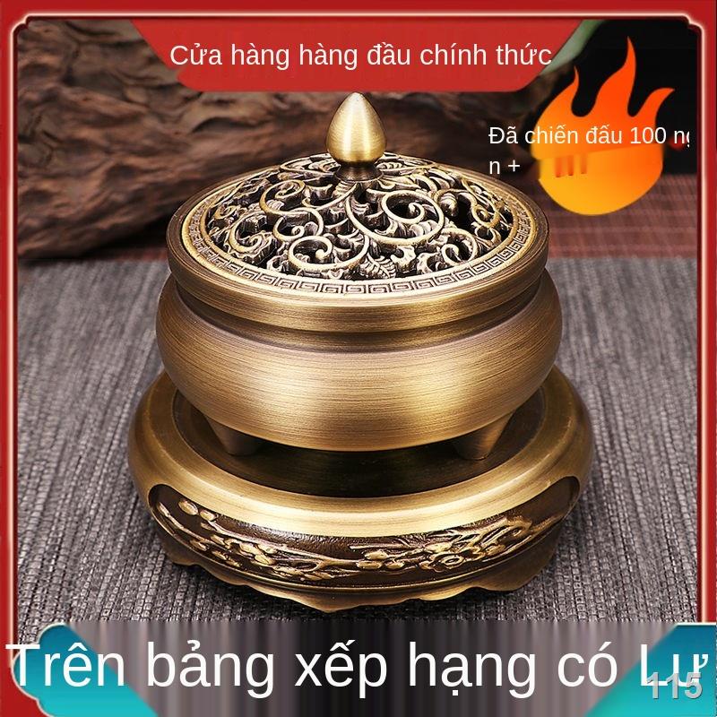 RĐĩa đồng nguyên chất lư hương gia dụng trong nhà lư hương gỗ đàn hương lớn bộ khuếch tán hương thơm nhẹ nhàng chảo lư h