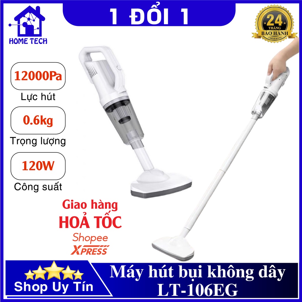 Máy hút bụi không dây cầm tay LT-106EG - Máy hút bụi đa năng - Lực hút 12000Pa - Sạc USB - Công suất120W