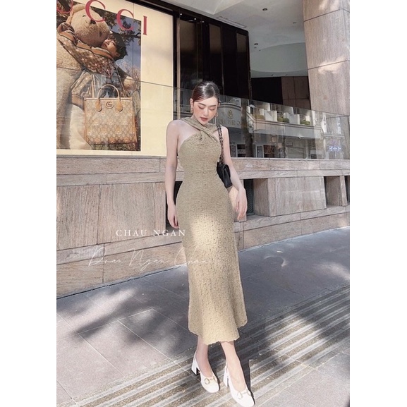 Váy cổ yếm chất xốp đũi 4 màu thời trang hàn quốc | BigBuy360 - bigbuy360.vn