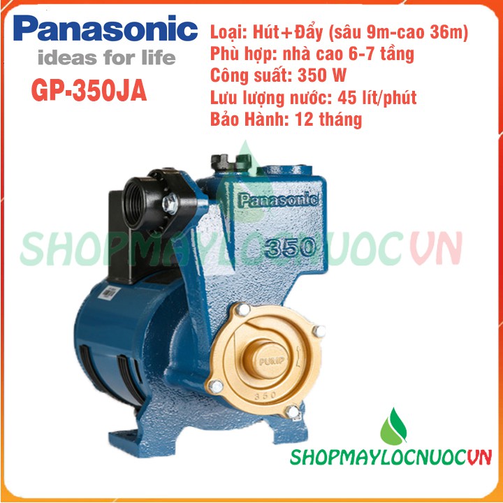 Máy Bơm Nước Panasonic Đẩy cao – GP-350JA – Công suất 200W- Hút sâu 9m-Đẩy cao 36m - BH 12 tháng – Shopmaylocnuocvn
