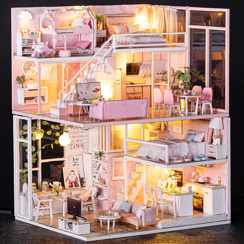 ☽✆▧Đồ chơi trẻ em cô gái nhỏ công chúa nhà bếp nhỏ búp bê barbie nhà biệt thự món quà sinh nhật cô gái 10 tuổi