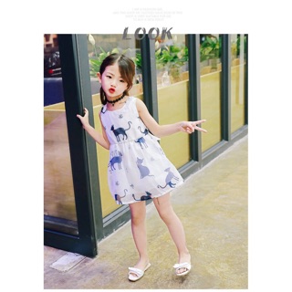 Đầm bé gái hình mèo v09