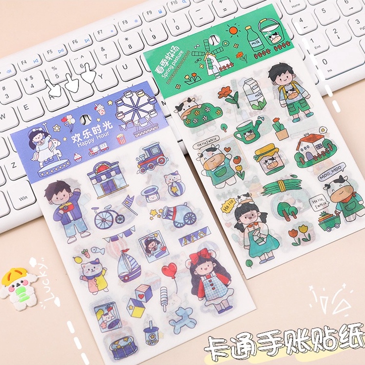 Bộ 4 Miếng Dán Họa Tiết Hoạt Hình Dễ Thương Dùng Trang Trí Sổ Tay / Nhật Ký