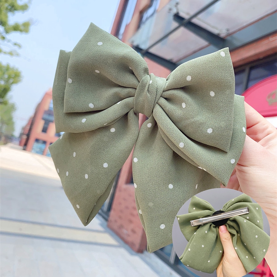 Kẹp Tóc Nơ Vải Chiffon Họa Tiết Đa Dạng Thời Trang Cho Nữ