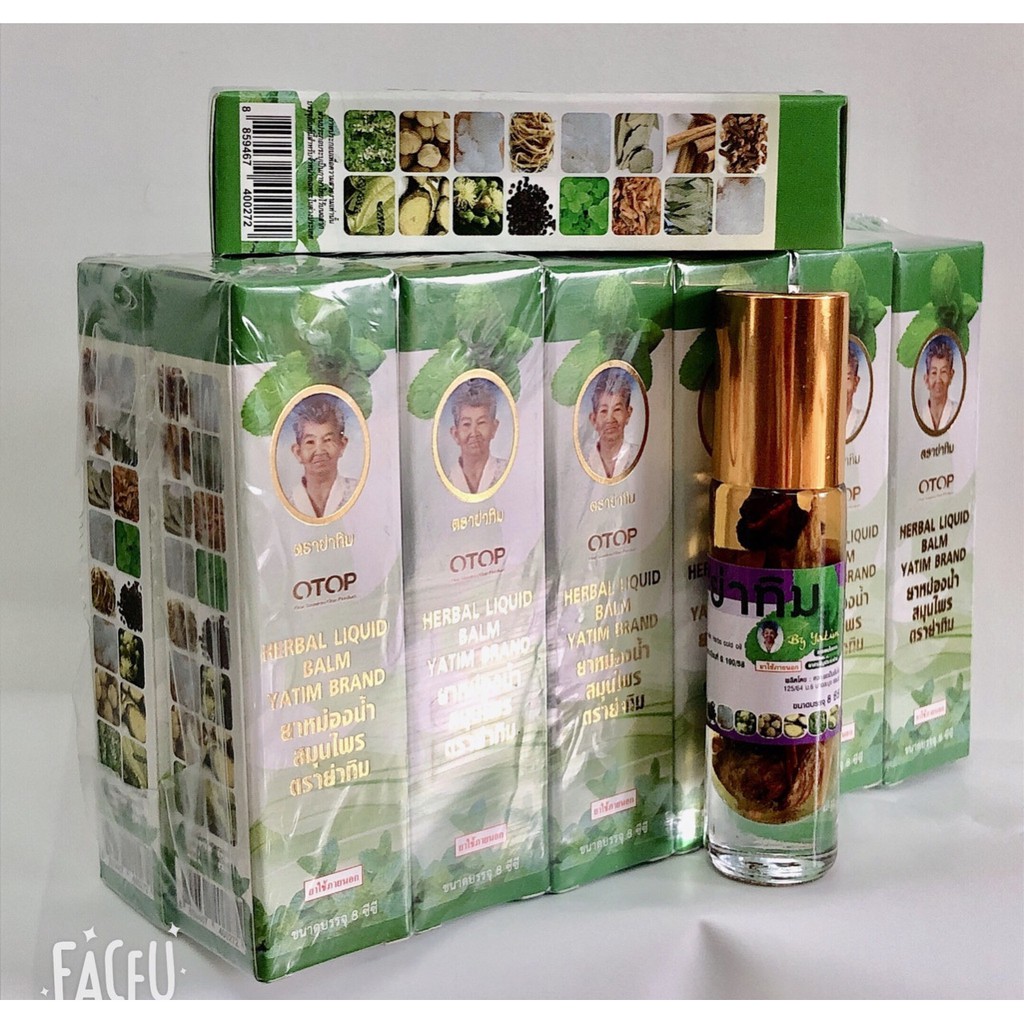 Dầu Gió Lăn 16 Vị Thảo Dược Thái Lan - HERBAL LIQUID BALM YATIM BRAND