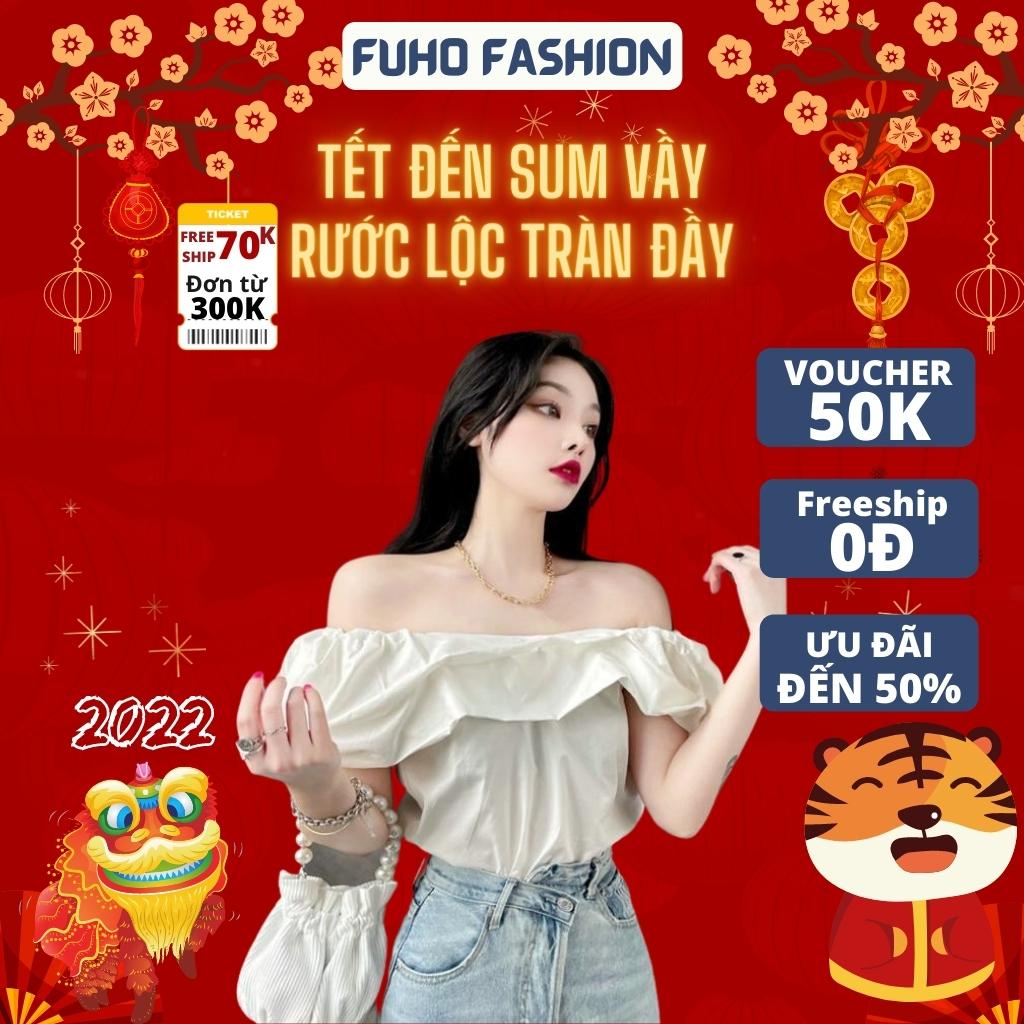 [ Hàng Cao Cấp ] Áo trễ vai nữ tay phồng FUHO Fashion chất vải Cotton kiểu hở vai siêu dễ phối đồ 033