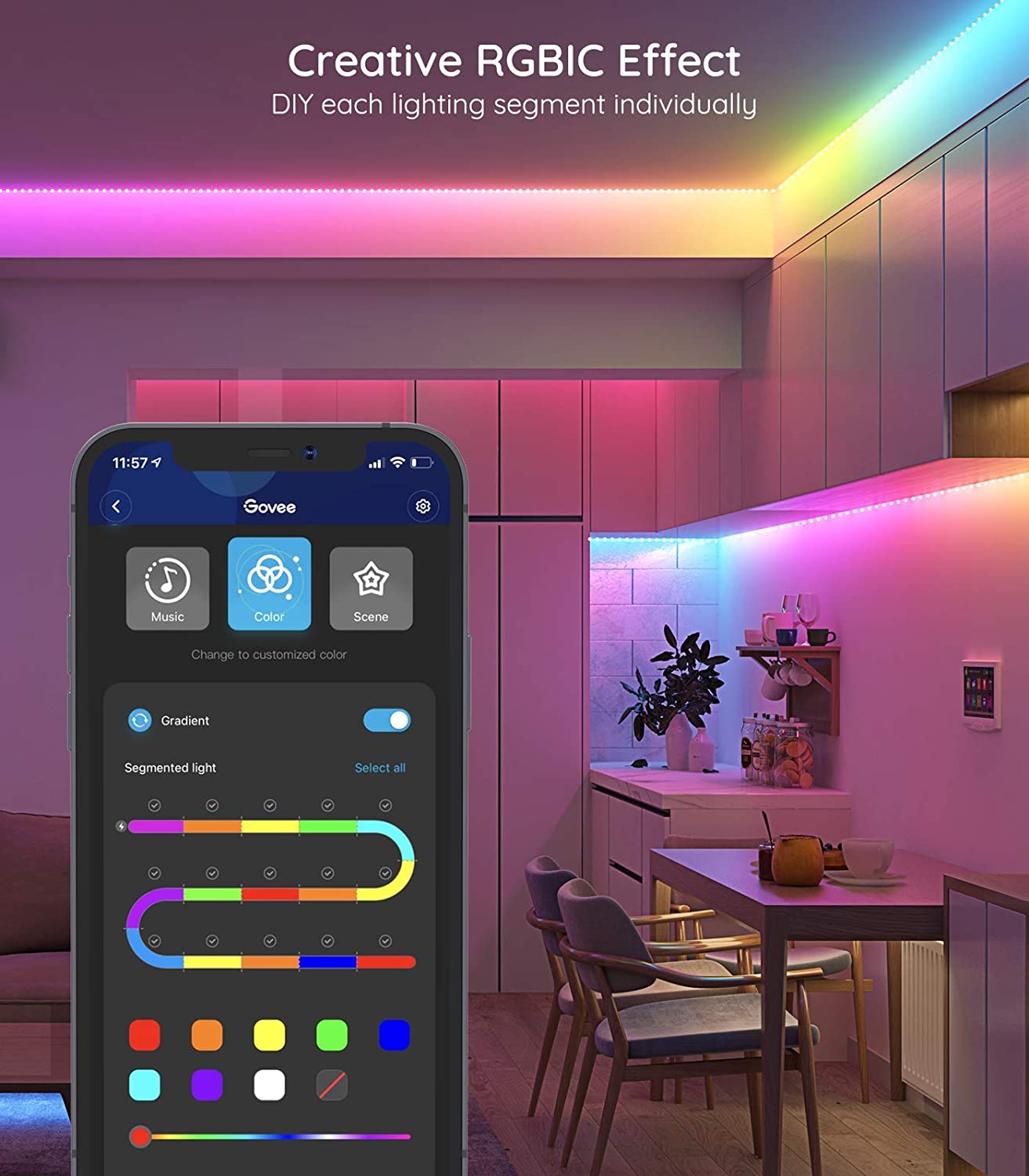 Cuộn Dây Đèn Led 16.4ft Rgbic Wifi Không Dây Kèm Phụ Kiện Hỗ Trợ Alexa Google (Không Hỗ Trợ 5g) | BigBuy360 - bigbuy360.vn