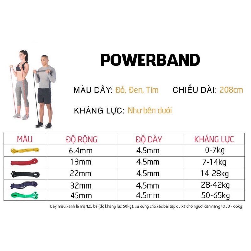 Dây kháng lực Power Band đa năng hỗ trợ tập luyện toàn thân,lên xà, đàn hồi dùng để tập thể dục gym