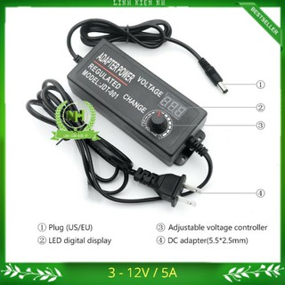AC/DC Adapter Nguồn điều chỉnh 3-12V/5A tiện lợi.