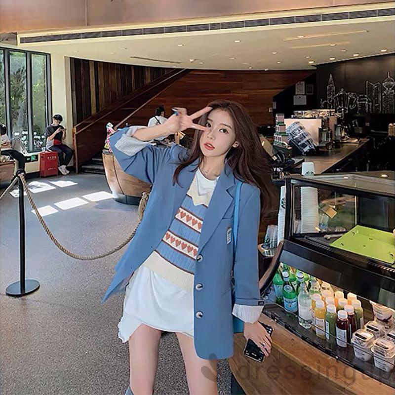 Đầm Dệt Kim Sát Nách Cổ Chữ V Dáng Rộng In Họa Tiết Trái Tim Xinh Xắn Cho Nữ