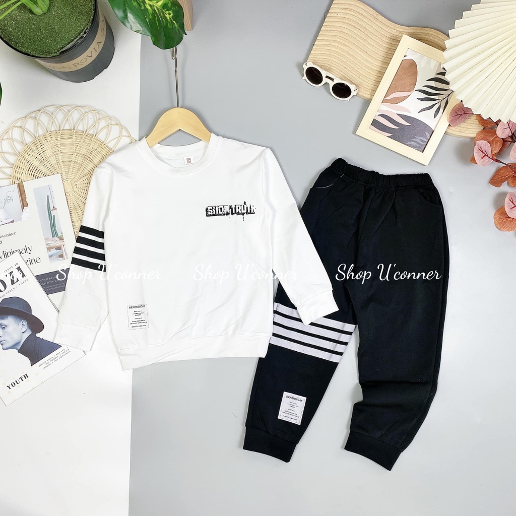 Bộ dài tay thu đông bé trai, bộ đông bé trai, chất umi co giãn nhẹ, size đại cho bé từ 20-45kg