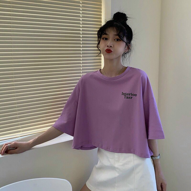 Áo Croptop Tay Lỡ Dễ Phối Đồ Phong Cách Hàn Quốc Trẻ Trung Năng Động Xinh Xắn | Áo Croptop Tay Lỡ China Town CRI03
