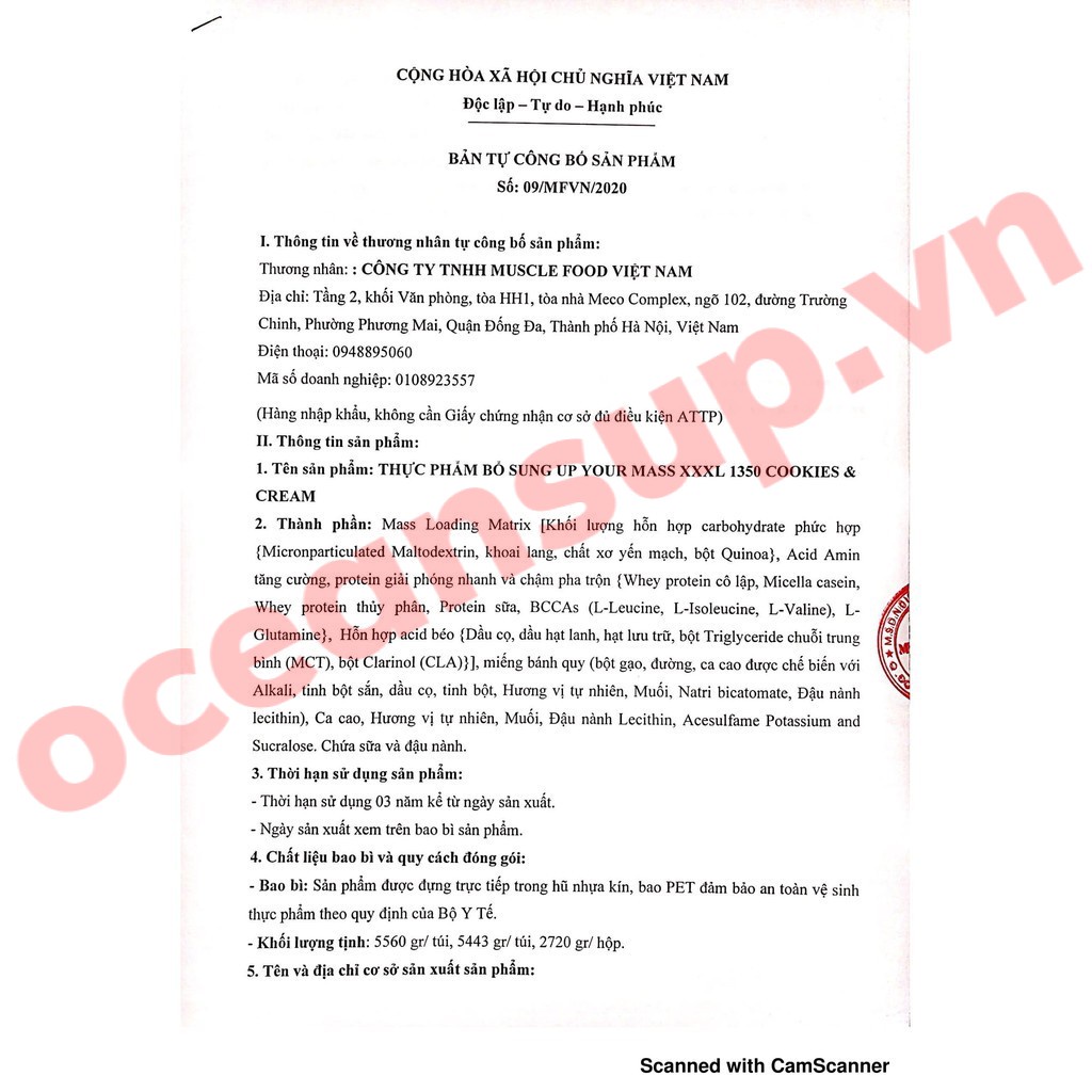 Up Your Mass XXXL 1350 Sữa Tăng Cân Tăng Cơ Mỹ Đế 5.4kg