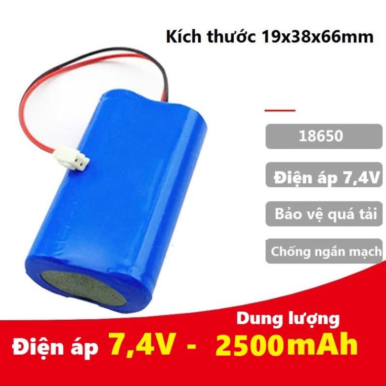 Pin sạc cho loa trợ giảng, loa bẫy chim điện áp 7,4V, pin sạc dung lượng cao