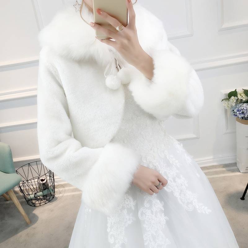 Áo Choàng Giả Lông Thú Giữ Ấm Mùa Thu Đông Cho Cô Dâu | BigBuy360 - bigbuy360.vn