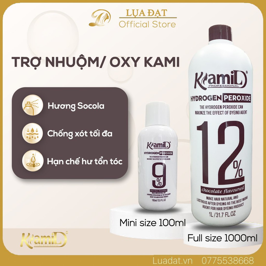 (Mini Size) Oxi nhuộm (trợ nhuộm) chống xót KAMI- hương socola (chai nhỏ 100ml)