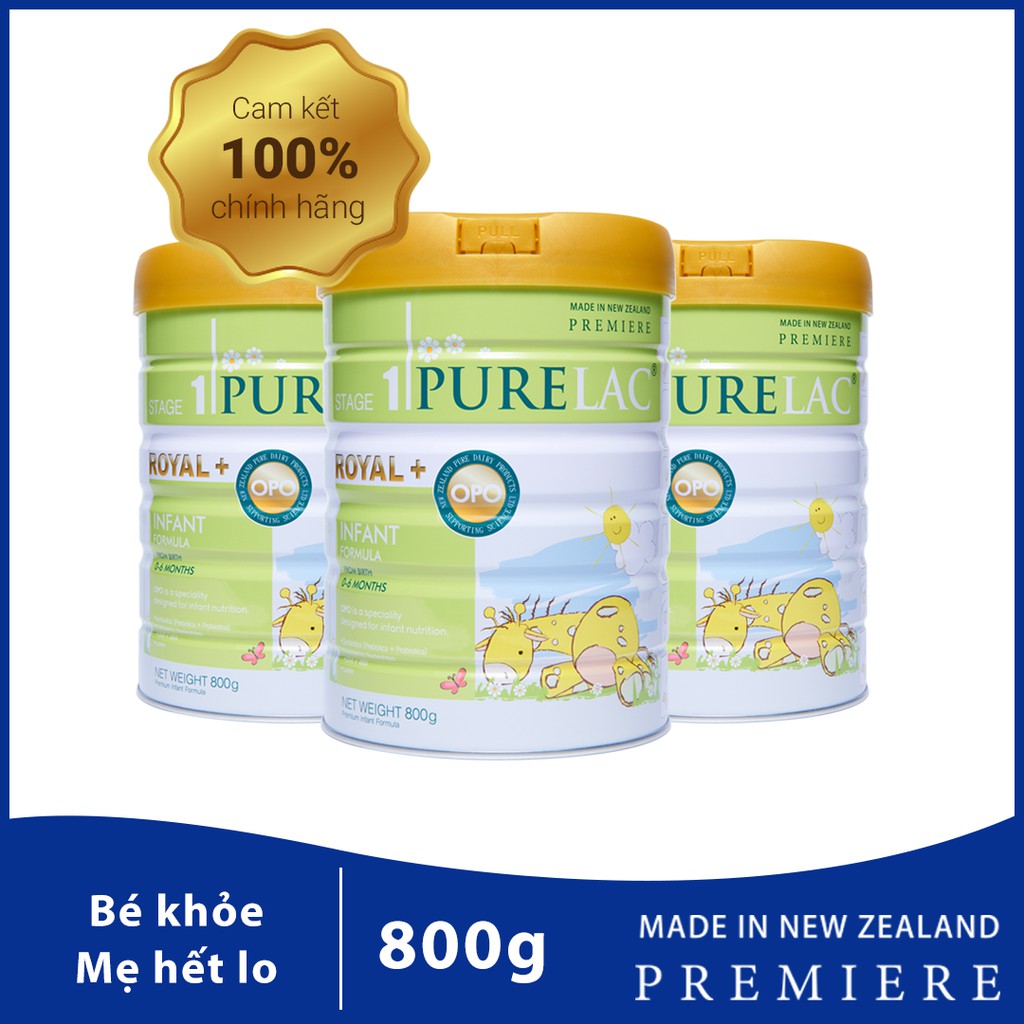 [Mã FMCG100K - 10% đơn 500K] Combo 3 Sữa bột PureLac số 1 800g/ hộp