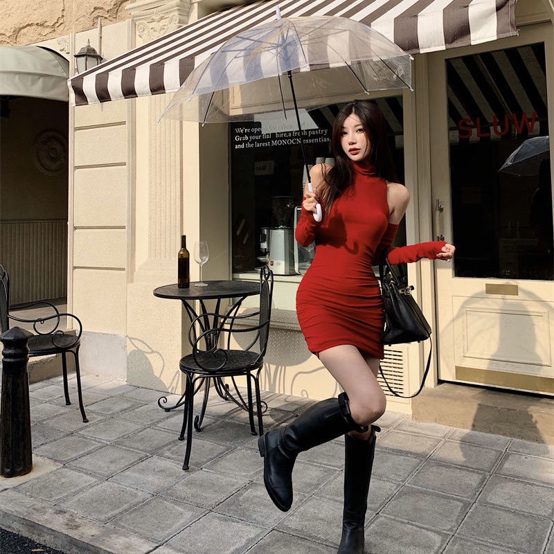 Đầm COZOK cổ lọ xếp ly quyến rũ hợp thời trang