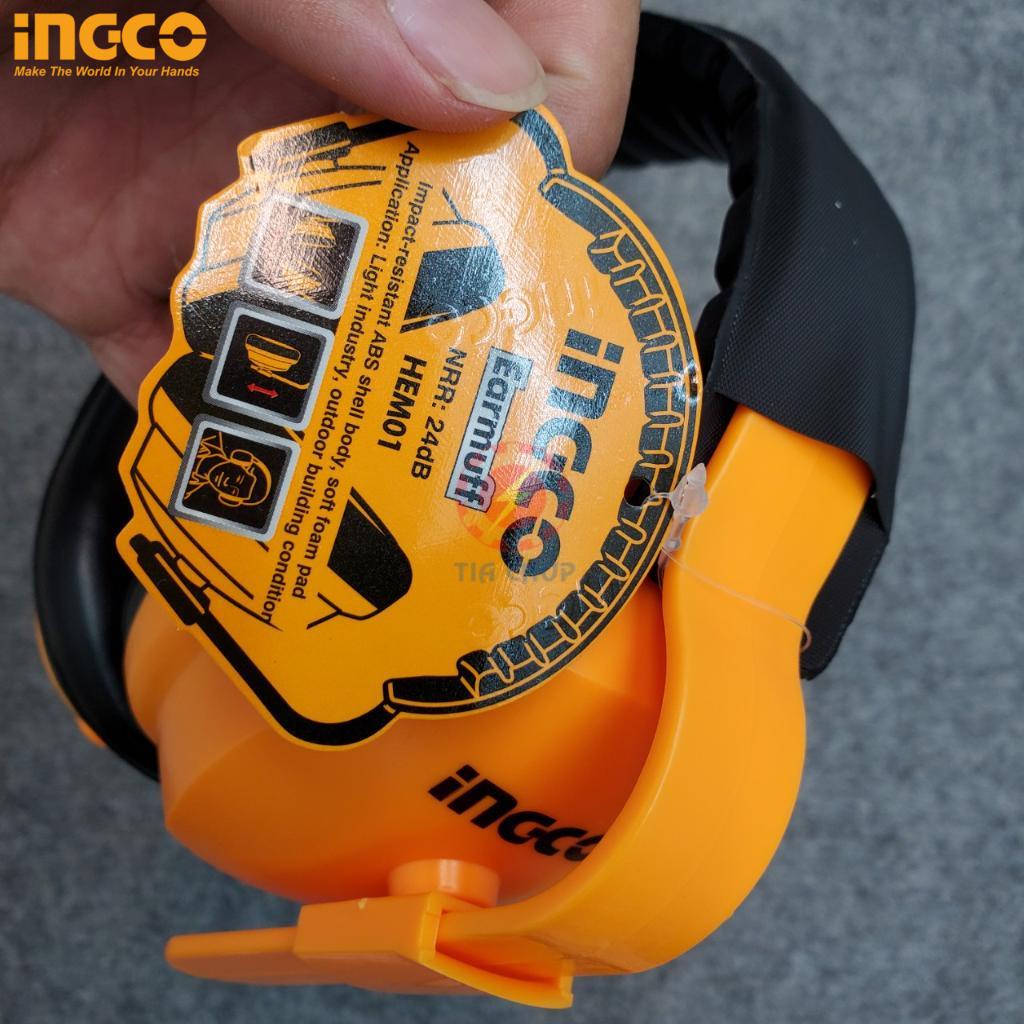 Chụp tai bảo vệ chống ồn INGCO HEM01 siêu nhẹ độ giảm ồn 24dB điều chỉnh theo cỡ đầu