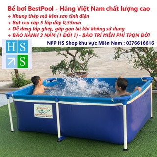 (Bảo hành 3 năm) Bể bơi cao cấp BestPool (Khung thép, Bạt 5 lớp, KT: 205 x 125 x 66cm) Bể bơi gia đình lắp ghép, di động