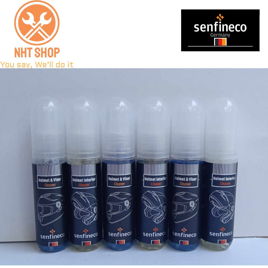 Bộ Tẩy Rửa Mũ Bảo Hiểm Senfineco 9912A + B – 50ML Helmet & Visor cleaner, Helmet Interior Cleaner – NHT Shop