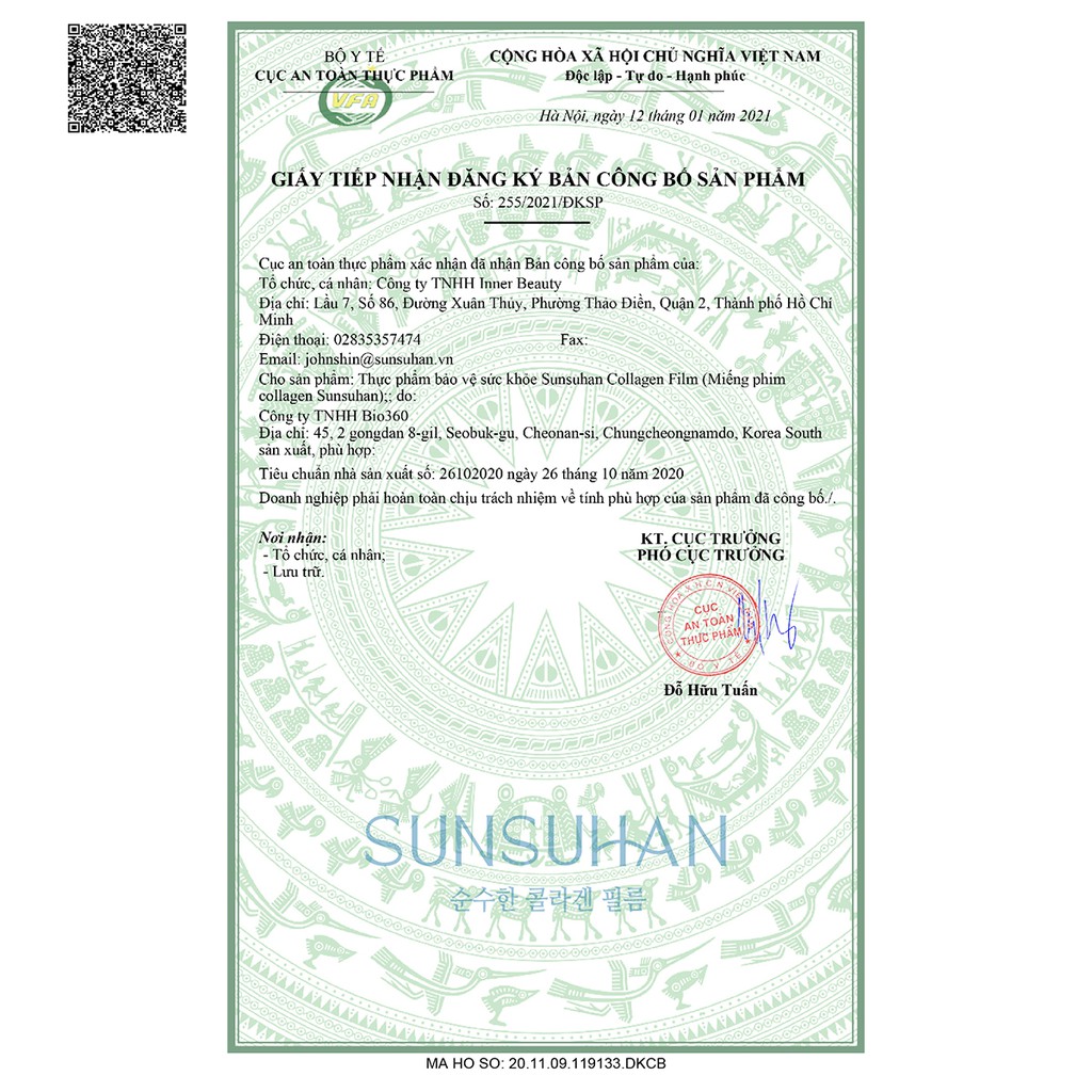 Thực Phẩm Bảo Vệ Sức Khỏe Sunsuhan Collagen Film Dán 30 Ngày | Thế Giới Skin Care