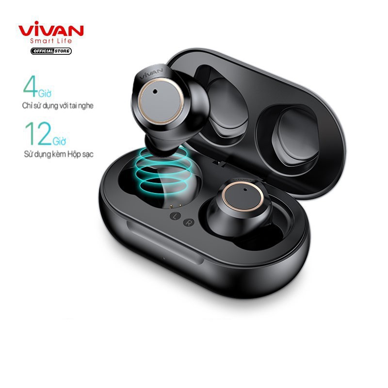 Tai Nghe Không Dây True Wireless VIVAN LIBERTY T100 Bluetooth 5.0 Cảm Ứng - Âm Thanh Sắc Nét - BẢO HÀNH 1 ĐỔI 1