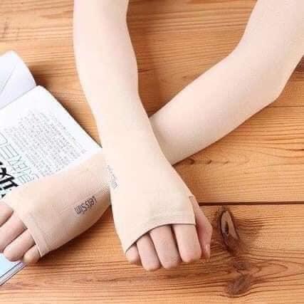 Găng tay chống nắng Hàn Quốc Let's Slim xỏ ngón - vải dày dặn, mịn mát