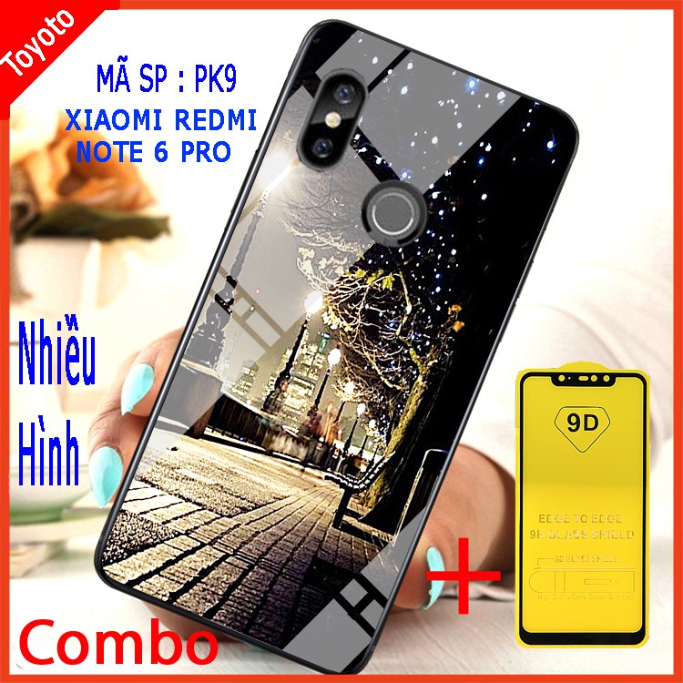 COMBO ỐP LƯNG XIAOMI REDMI NOTE 6 PRO (ốp lưng kính 3D + tặng kèm kính cường lực full màn hình)