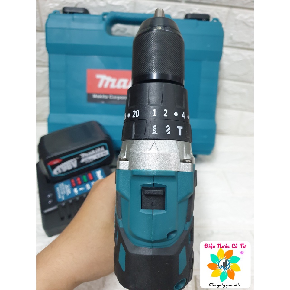 (ko chổi than) Máy khoan pin MAKITA 198V 2 pin 3 chức năng có búa không chổi than (bảo hành 12 tháng)