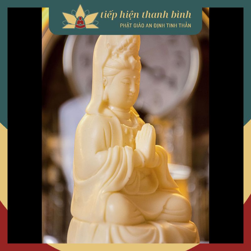 Tượng Phật Bà Quán Thế Âm Bồ Tát Chạm Khắc Cao 13cm