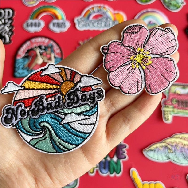 ☸ Sticker Ủi Thêu Chữ Good Vibes - Just Have Fun-On ☸ 1 Huy Hiệu Thêu Trên Miếng Dán Ủi (30 Phong Cách)
