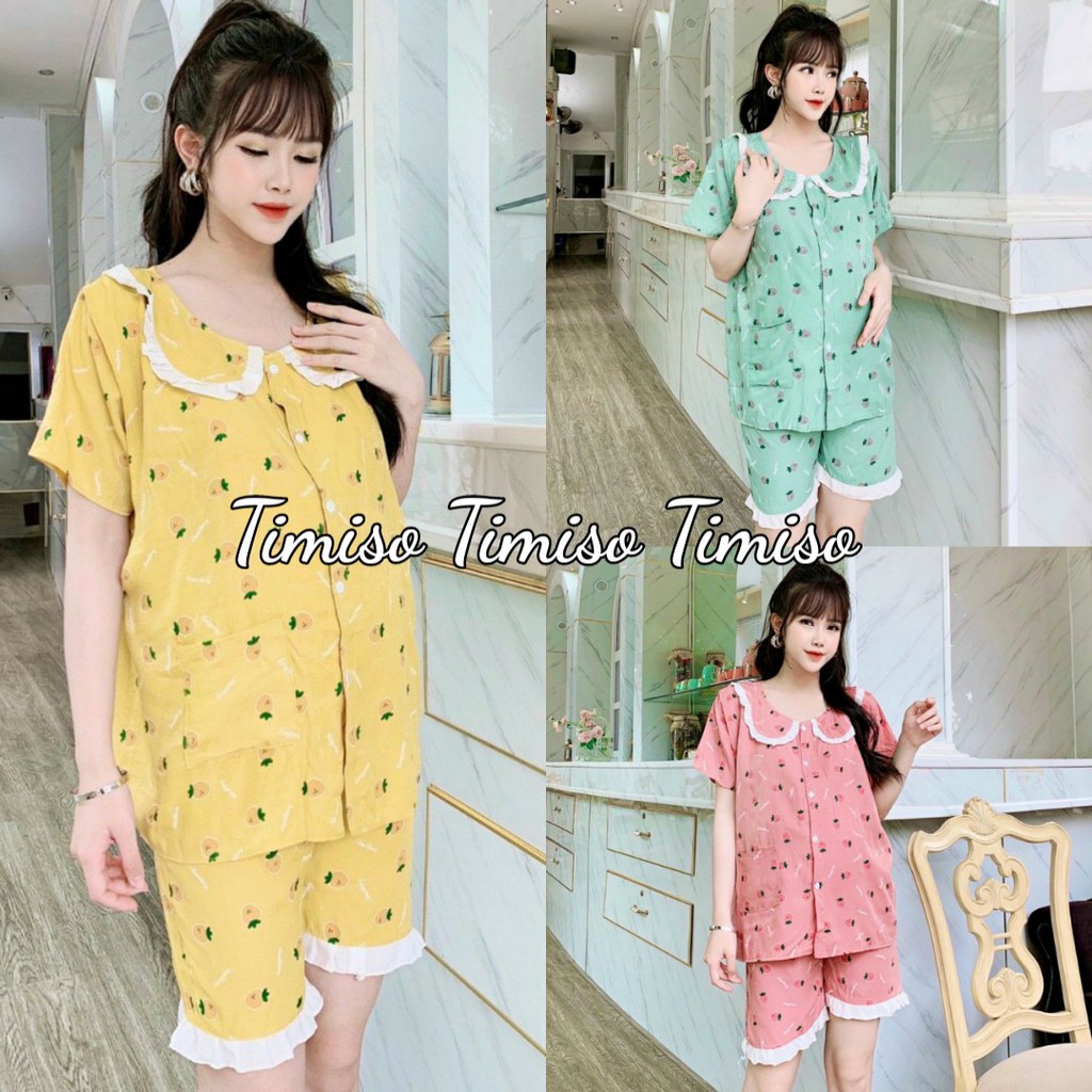 Đồ bộ đùi bầu và sau sinh vải đũi mềm mát mặc nhà mùa hè quần có chun chỉnh BĐ829