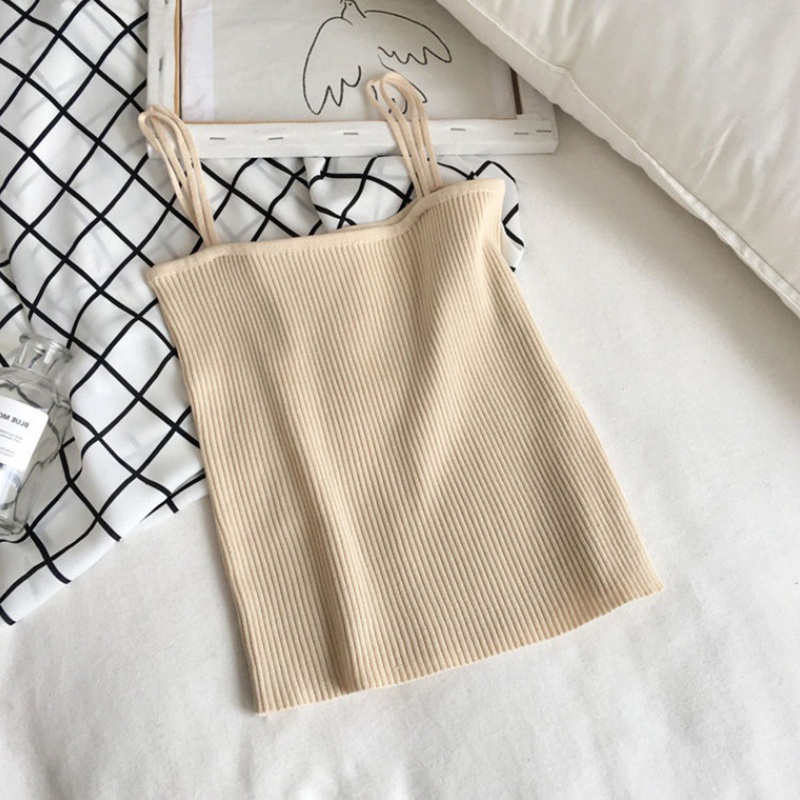 Brroa Áo Hai Dây Dệt Kim Màu Trơn Phong Cách Hàn Quốc Cho Nữ