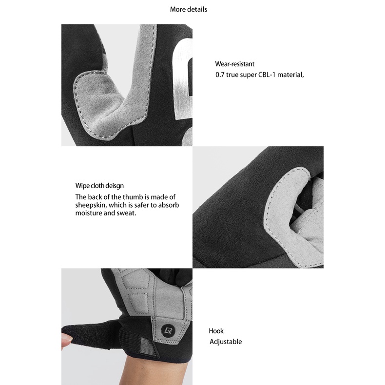 ROCKBROS Cycling Gloves Touch Screen Thermal Windproof Keep Warm Autumn Winter Thick Sport Equipment