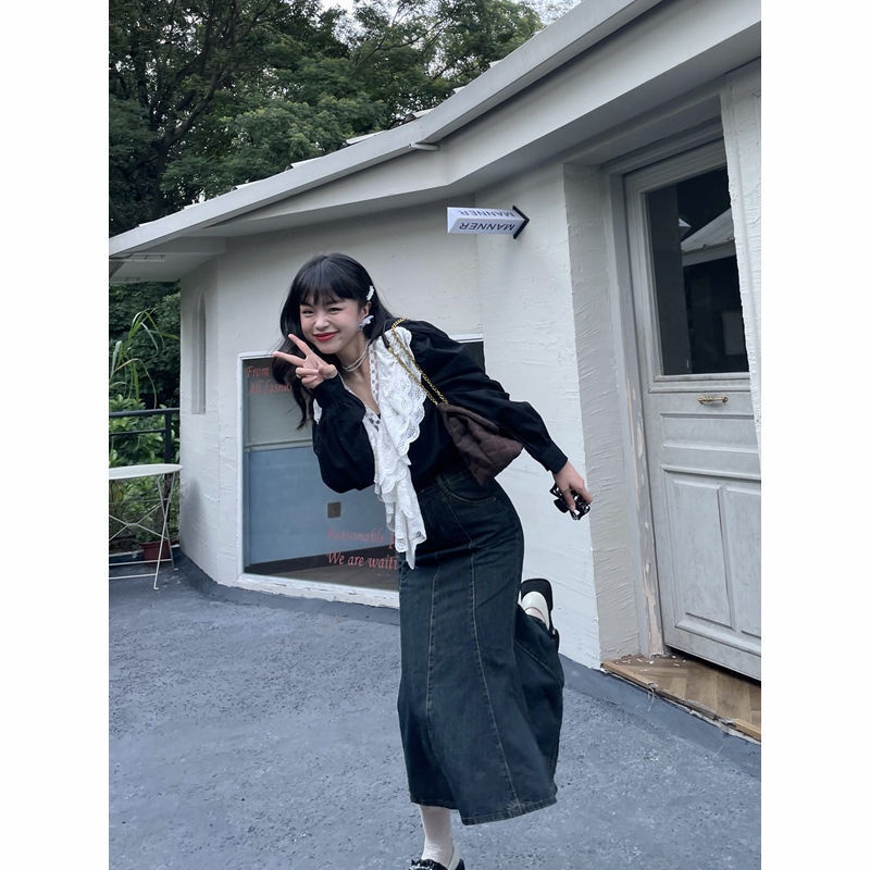 ANTUSON New Fashion Women'S High Waist Skirt Denim Korea