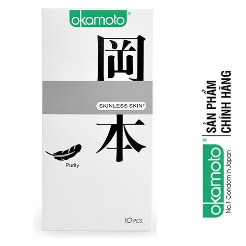 [CHÍNH HÃNG 100%] Bao Cao Su OKAMOTO SKINLESS SKIN PURITY [CHÍNH HÃNG] (10bao) Trắng Tinh Khiết - Nhập Khẩu Nhật Bản