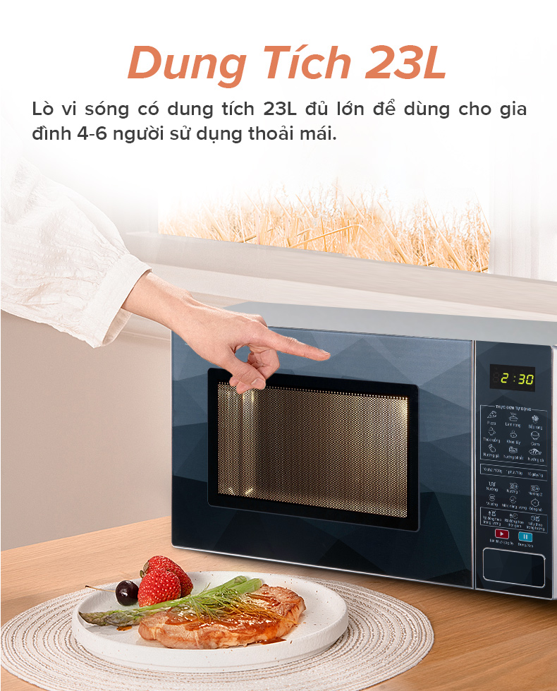 [Mã ELMALL10 giảm 10% đơn 500K] Lò Vi Sóng Điện Tử Có Nướng 23L Sharp R-G378VN-CS