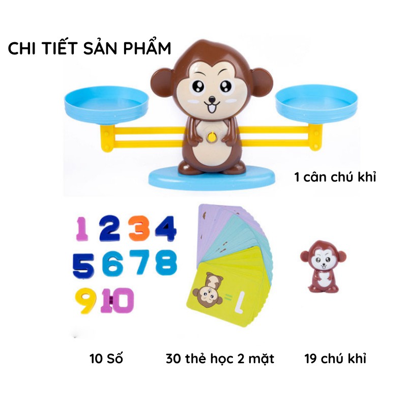 Đồ chơi khỉ toán học cân bằng thông minh MONKEY BALANCE cho bé tập đếm số  và phép tính phát triển tư duy toán học AIQ