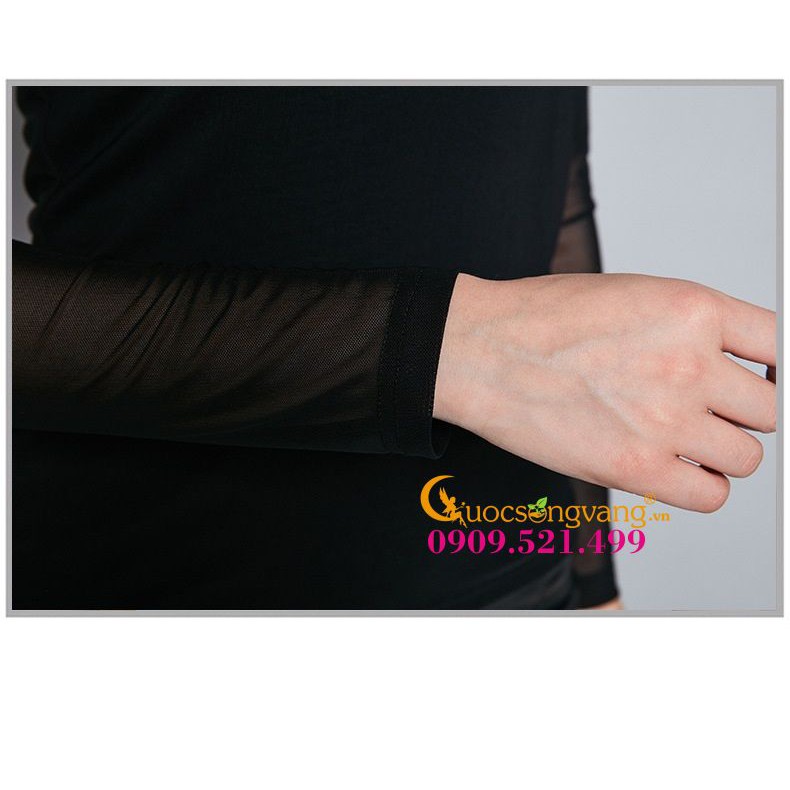 Áo nữ áo thun nữ dài tay dáng ôm cổ phối ren GLA076 Cuocsongvang